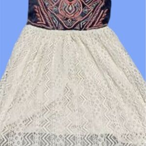 Flying Tomatoes Mini Dress Embroidered Too Natural Eyelet Lace Skirt Size Medium